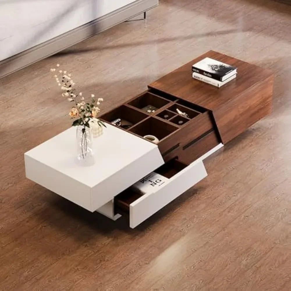 Dark Walnut Coffee Table Extendable with Storage-ChandeliersDecor