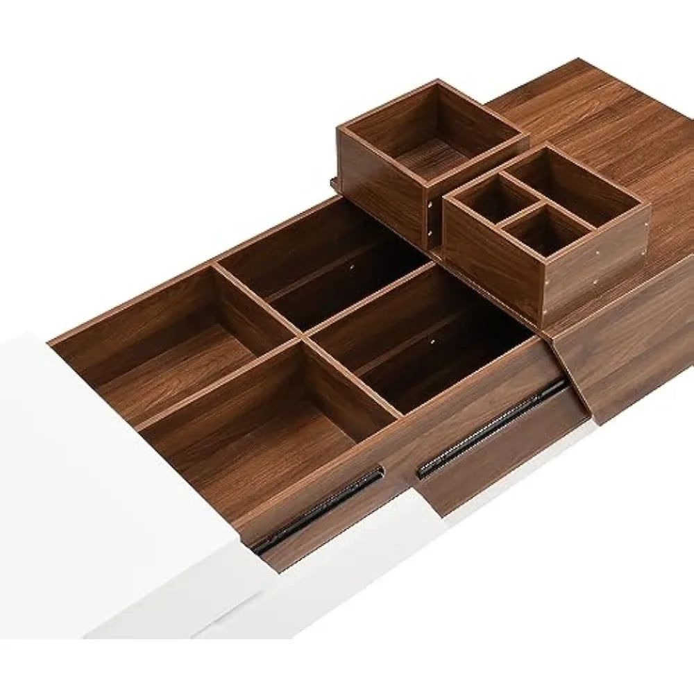 Dark Walnut Coffee Table Extendable with Storage-ChandeliersDecor