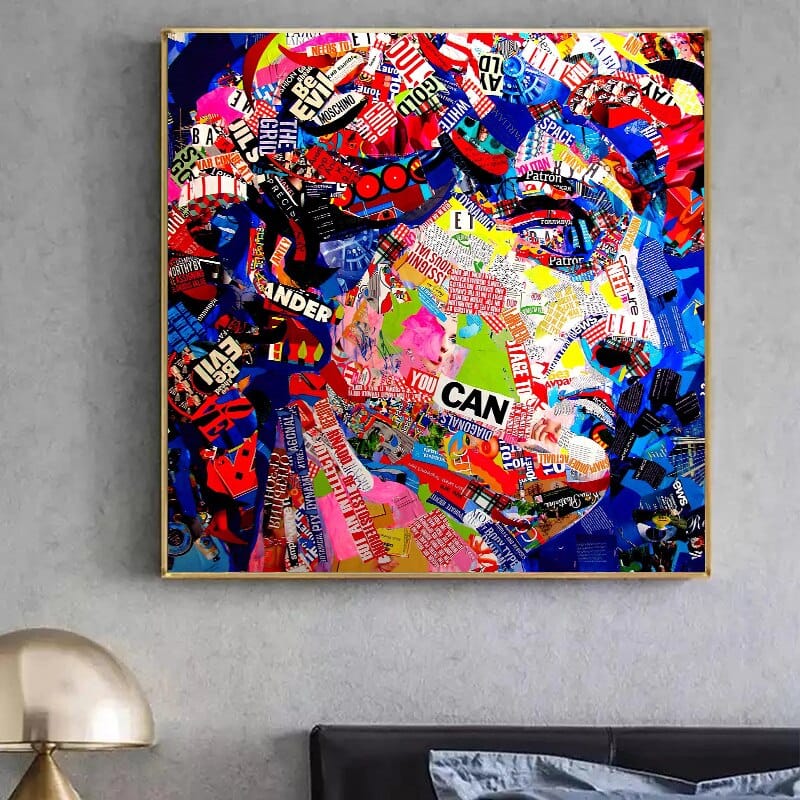 David Head Sculpture Graffiti Canvas Wall Art-ChandeliersDecor