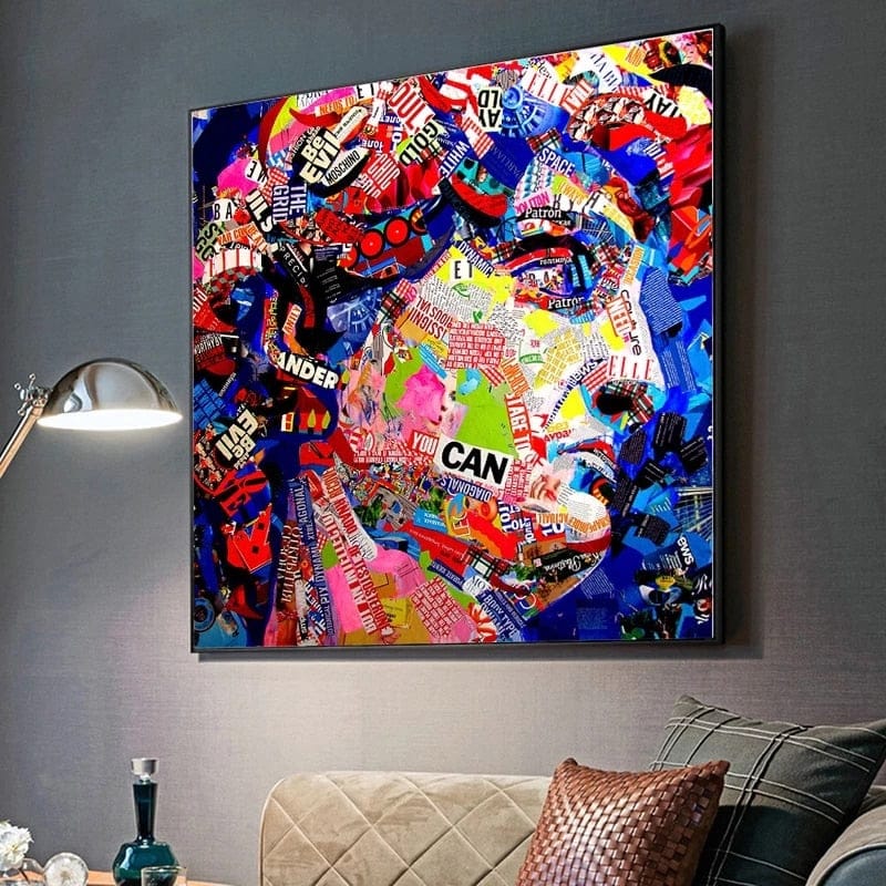 David Head Sculpture Graffiti Canvas Wall Art-ChandeliersDecor