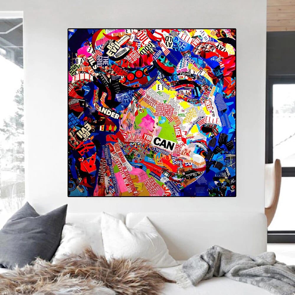 David Head Sculpture Graffiti Canvas Wall Art-ChandeliersDecor