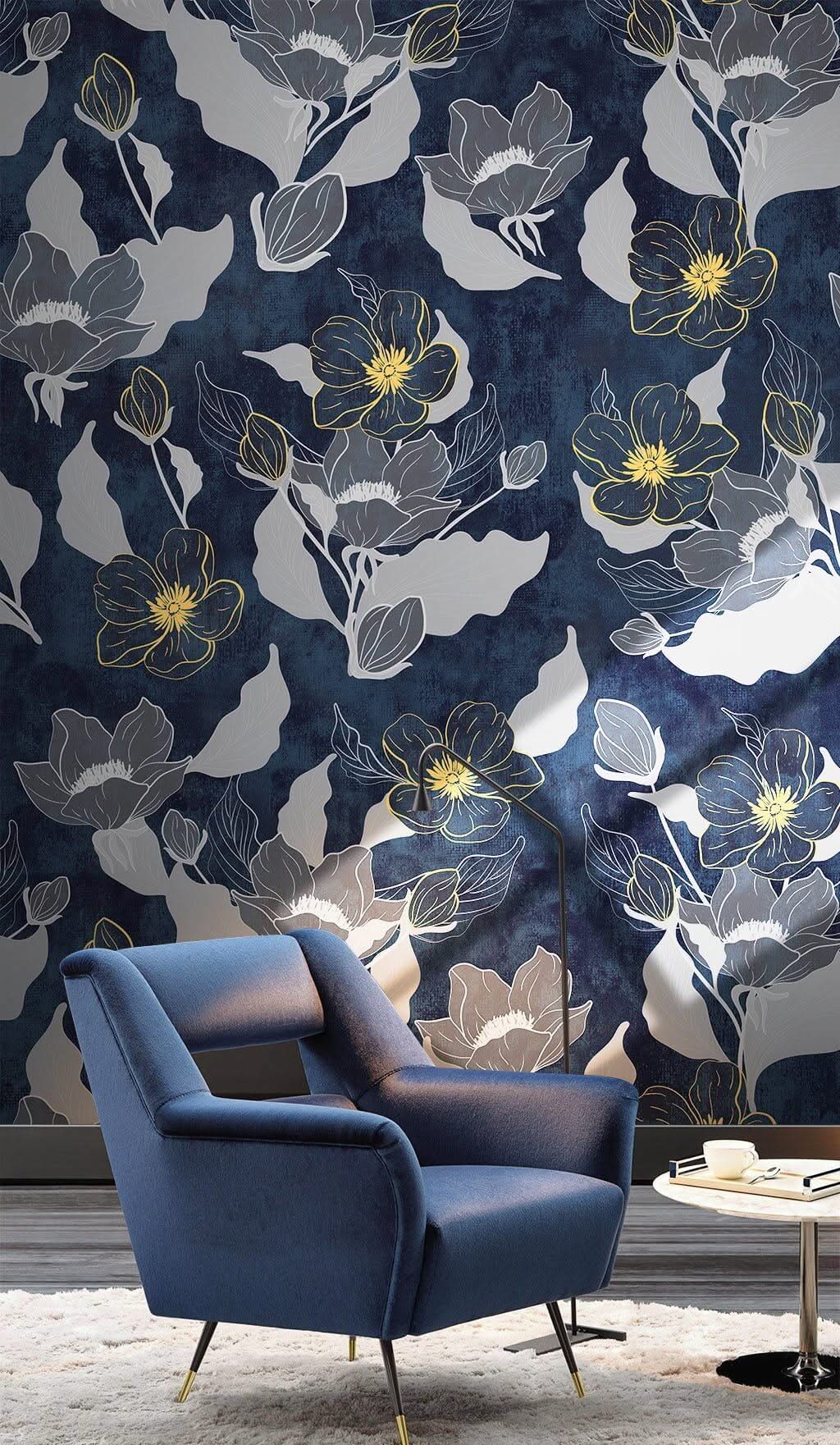 Deep Floral Bliss Wallpaper Mural-ChandeliersDecor.com