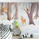 Deer in Winter Wonderland Wallpaper-ChandeliersDecor