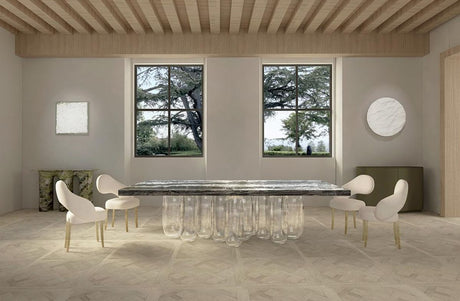 Designer Anti-Gravity Glass Dining Table Set-ChandeliersDecor