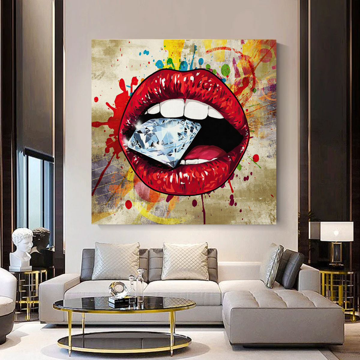 Diamond in Lips Canvas Wall Art