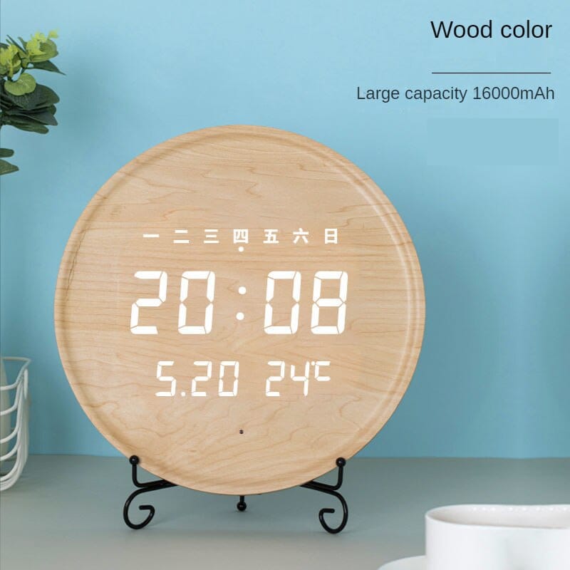 Horloge murale numérique en bois au design luxueux