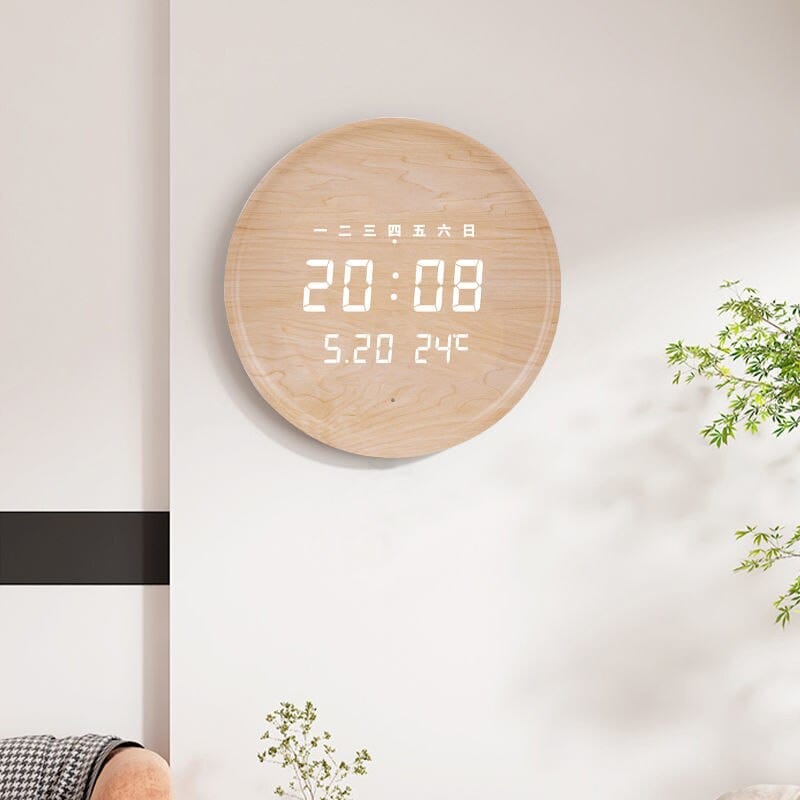 Digitale Wanduhr aus Holz im Luxus-Design