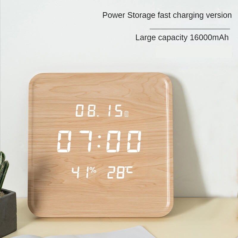 Horloge murale numérique en bois au design luxueux