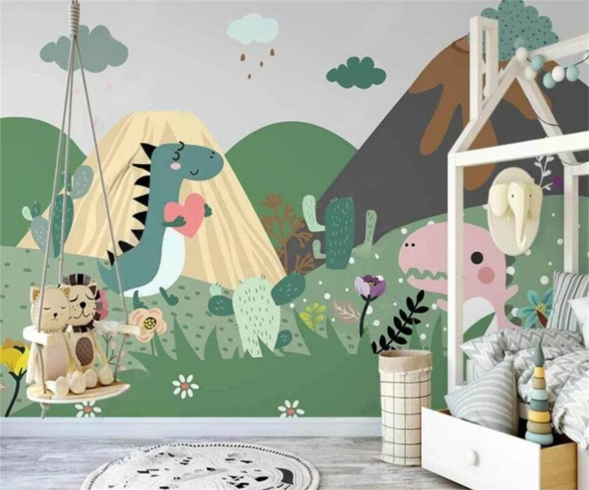 DinoLand Adventure Kids Room Dinosaur Wallpaper-ChandeliersDecor