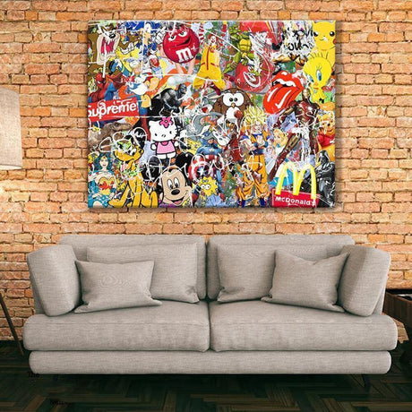 Disney Cartoon Marvel Portrait Graffiti Wall Art Poster-ChandeliersDecor