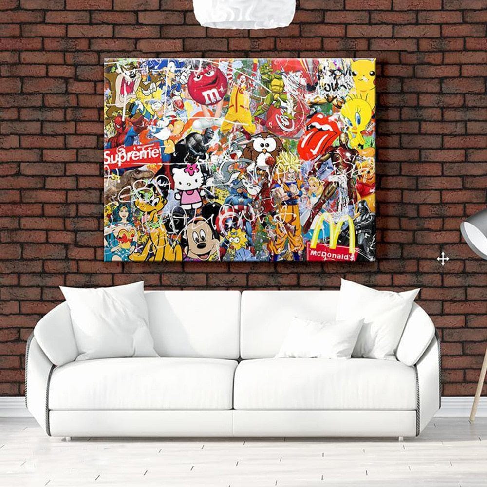 Disney Cartoon Marvel Portrait Graffiti Wall Art Poster-ChandeliersDecor