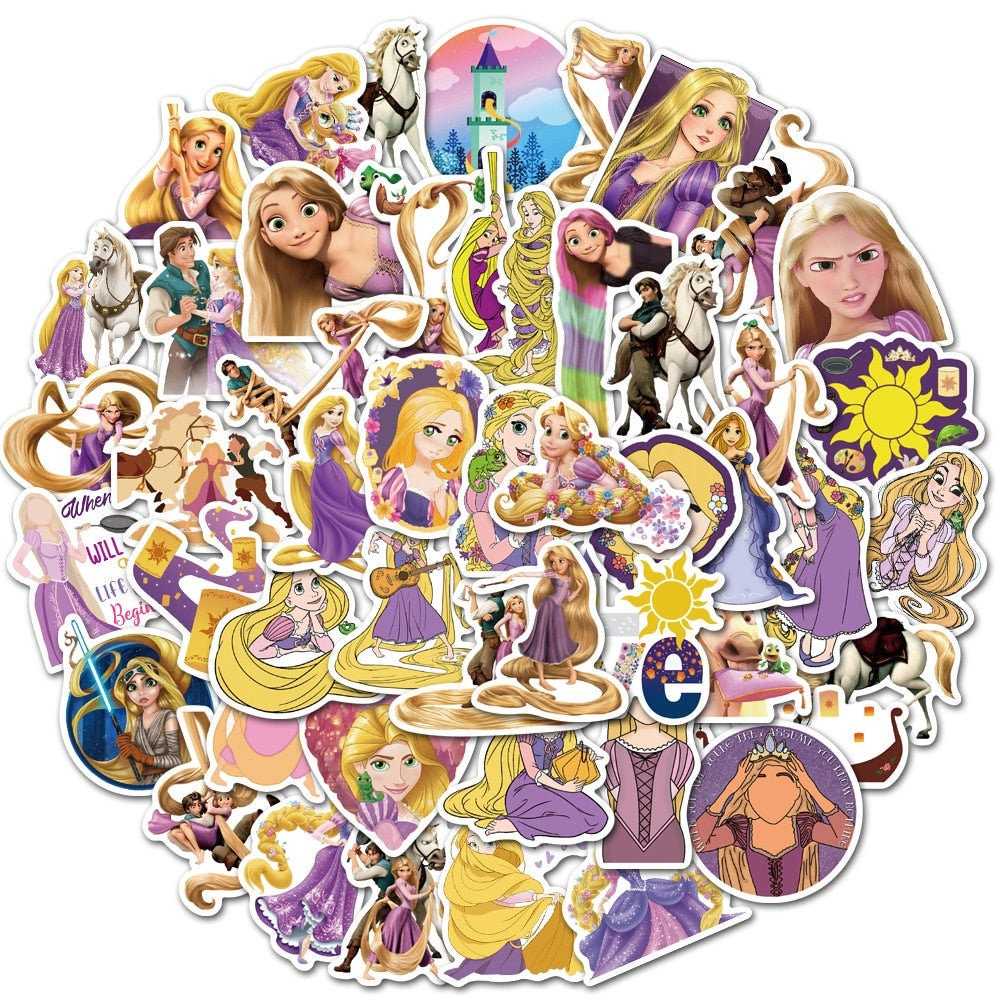 Disney Cartoon Movie Tangled Rapunzel Stickers DIY Laptop Phone Guitar Luggage Waterproof Sticker Kid Toy Girls Gifts-ChandeliersDecor