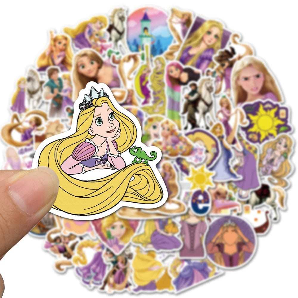 Disney Cartoon Movie Tangled Rapunzel Stickers DIY Laptop Phone Guitar Luggage Waterproof Sticker Kid Toy Girls Gifts-ChandeliersDecor