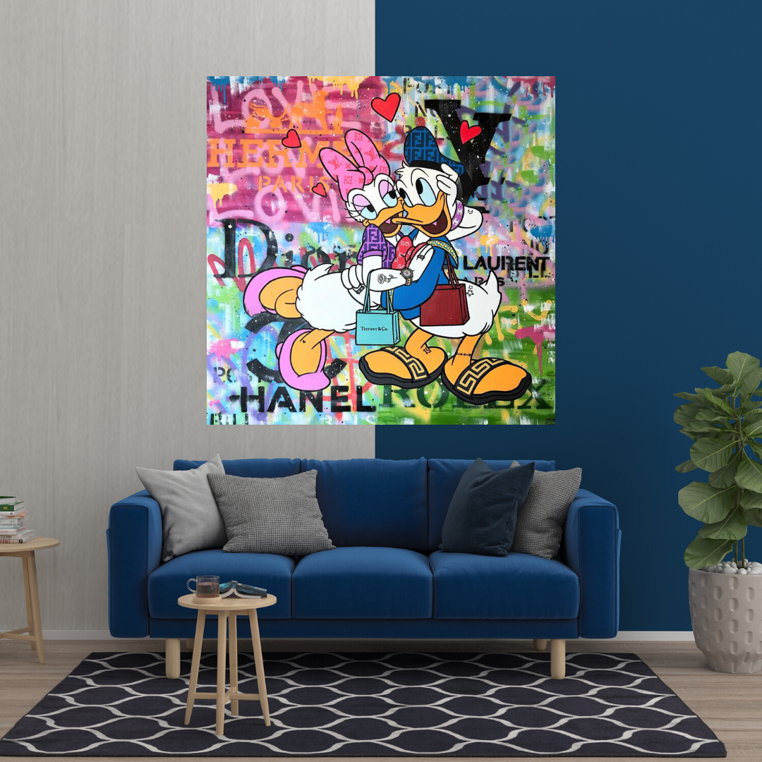 Disney Donald Duck Romantic Graffiti Canvas Wall Art-ChandeliersDecor