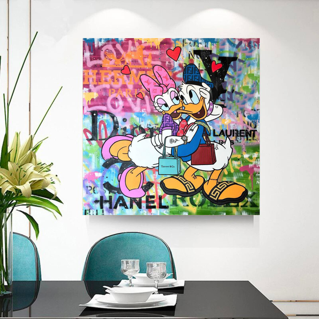 Disney Donald Duck Romantic Graffiti Canvas Wall Art-ChandeliersDecor