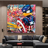 Disney Donald Duck Warrior Captain America Graffiti Canvas Wall Art-ChandeliersDecor