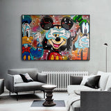 Disney Funny Mickey Mouse Donald Duck Canvas Wall Art-ChandeliersDecor