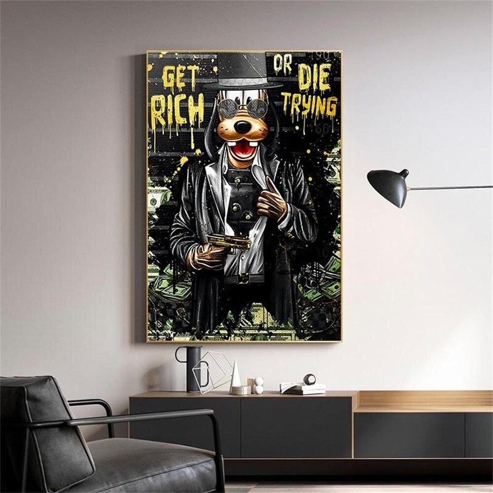 Disney Get Rich Or Die Trying Canvas Wall Art-ChandeliersDecor