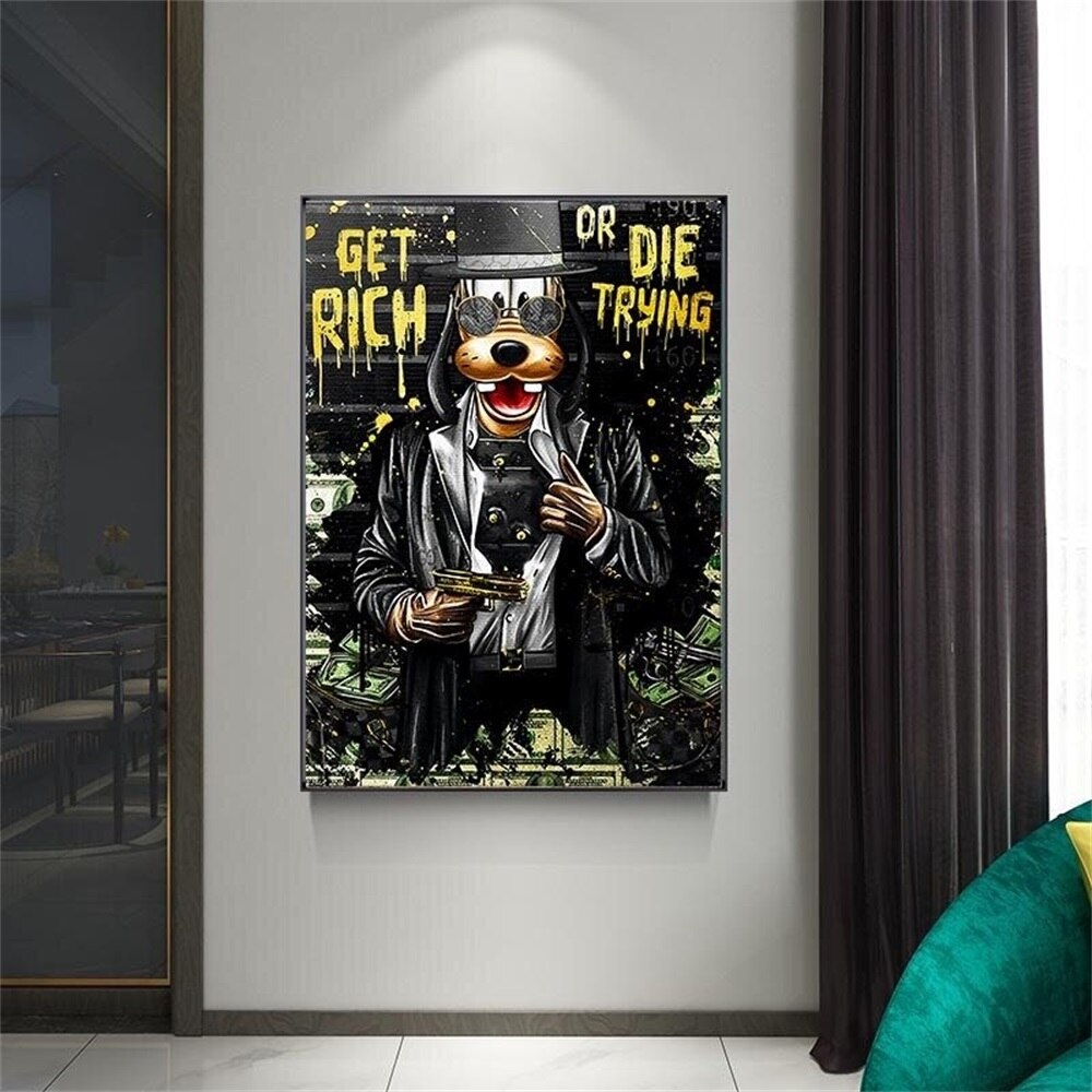 Disney Get Rich Or Die Trying Canvas Wall Art-ChandeliersDecor