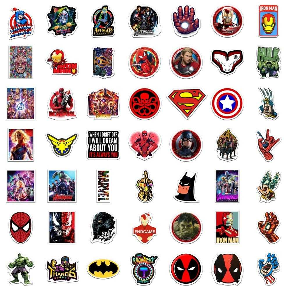 Disney Marvel The Avengers Stickers Classic Anime Laptop Luggage Skateboard Waterproof Superhero Sticker Kids Toys-ChandeliersDecor