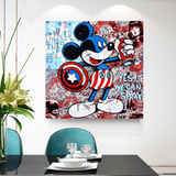 Disney Mickey Mouse Warrior Captain America Graffiti Canvas Wall Art-ChandeliersDecor