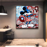 Disney Mickey Mouse Warrior Captain America Graffiti Canvas Wall Art-ChandeliersDecor