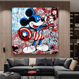 Disney Mickey Mouse Warrior Captain America Graffiti Canvas Wall Art-ChandeliersDecor