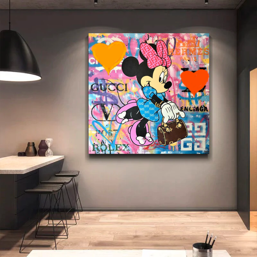 Disney Minnie Mouse Graffiti Canvas Wall Art-ChandeliersDecor