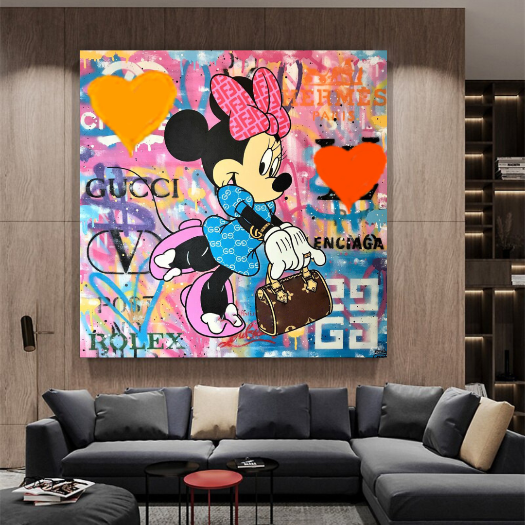 Disney Minnie Mouse Graffiti Canvas Wall Art-ChandeliersDecor