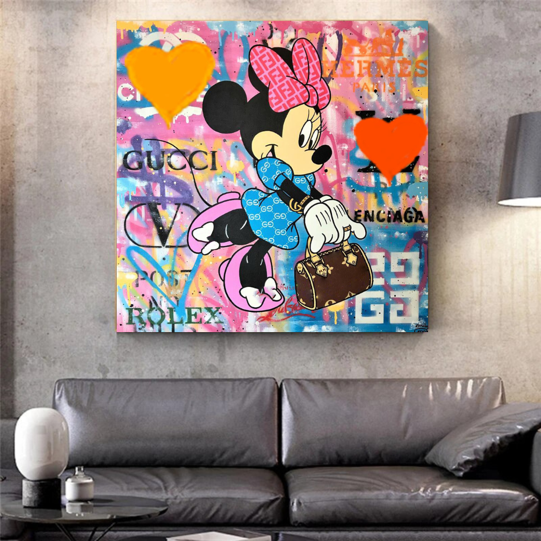 Disney Minnie Mouse Graffiti Canvas Wall Art-ChandeliersDecor