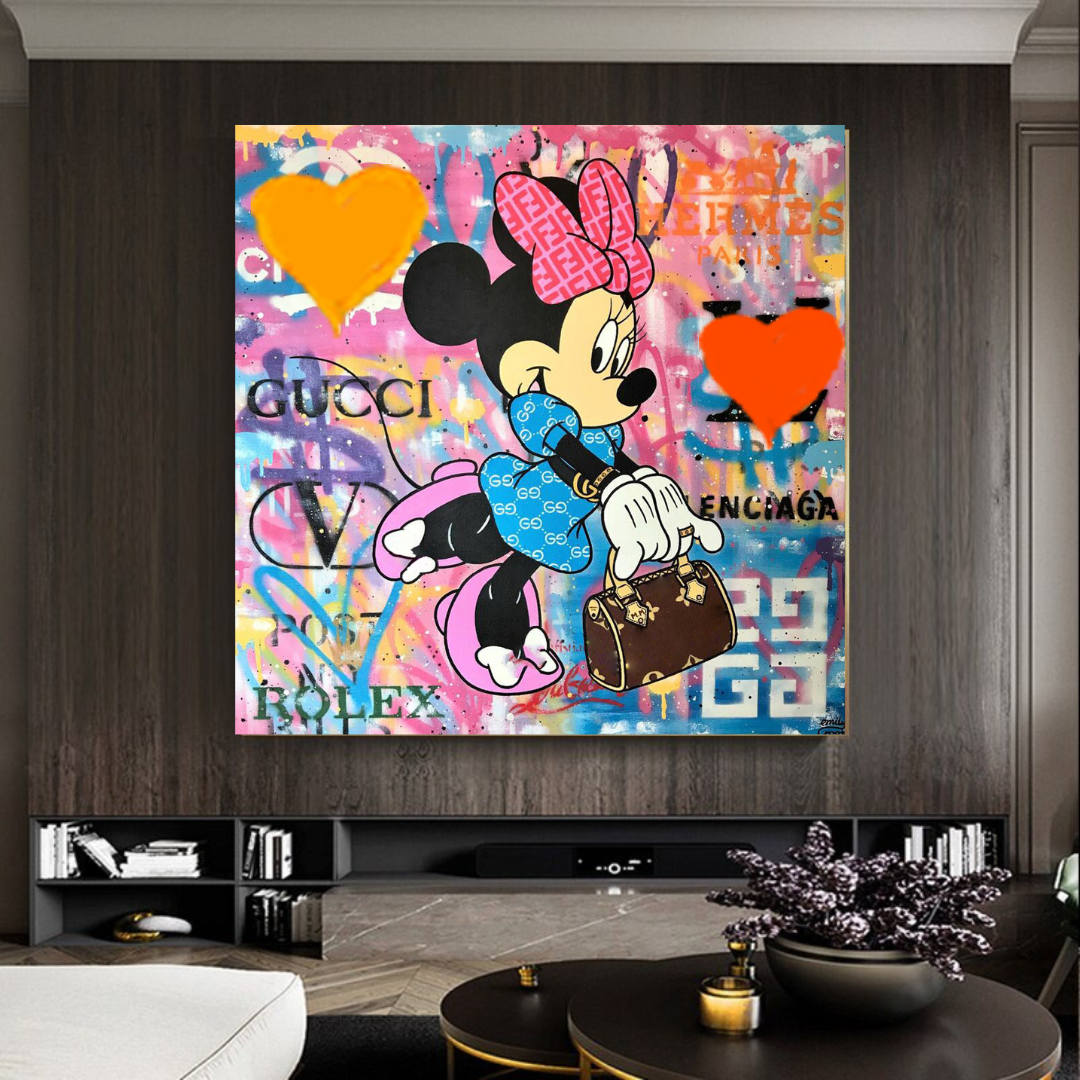 Disney Minnie Mouse Graffiti Canvas Wall Art-ChandeliersDecor