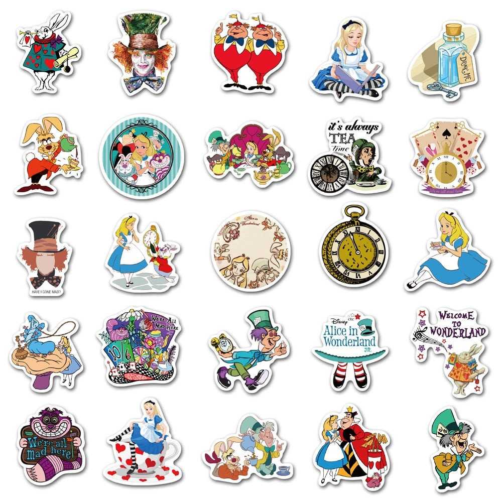 Disney Movie Alice in Wonderland Stickers for Water Bottle Laptop Guitar Car Motorcycle Skateboard Luggage Kids Toy-ChandeliersDecor