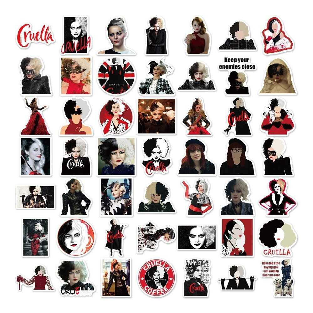 Disney Movie Cruella Stickers Waterproof Vinyl Decals DIY Sticker on Travel Case Laptop Skateboard Guitar Fridge-ChandeliersDecor