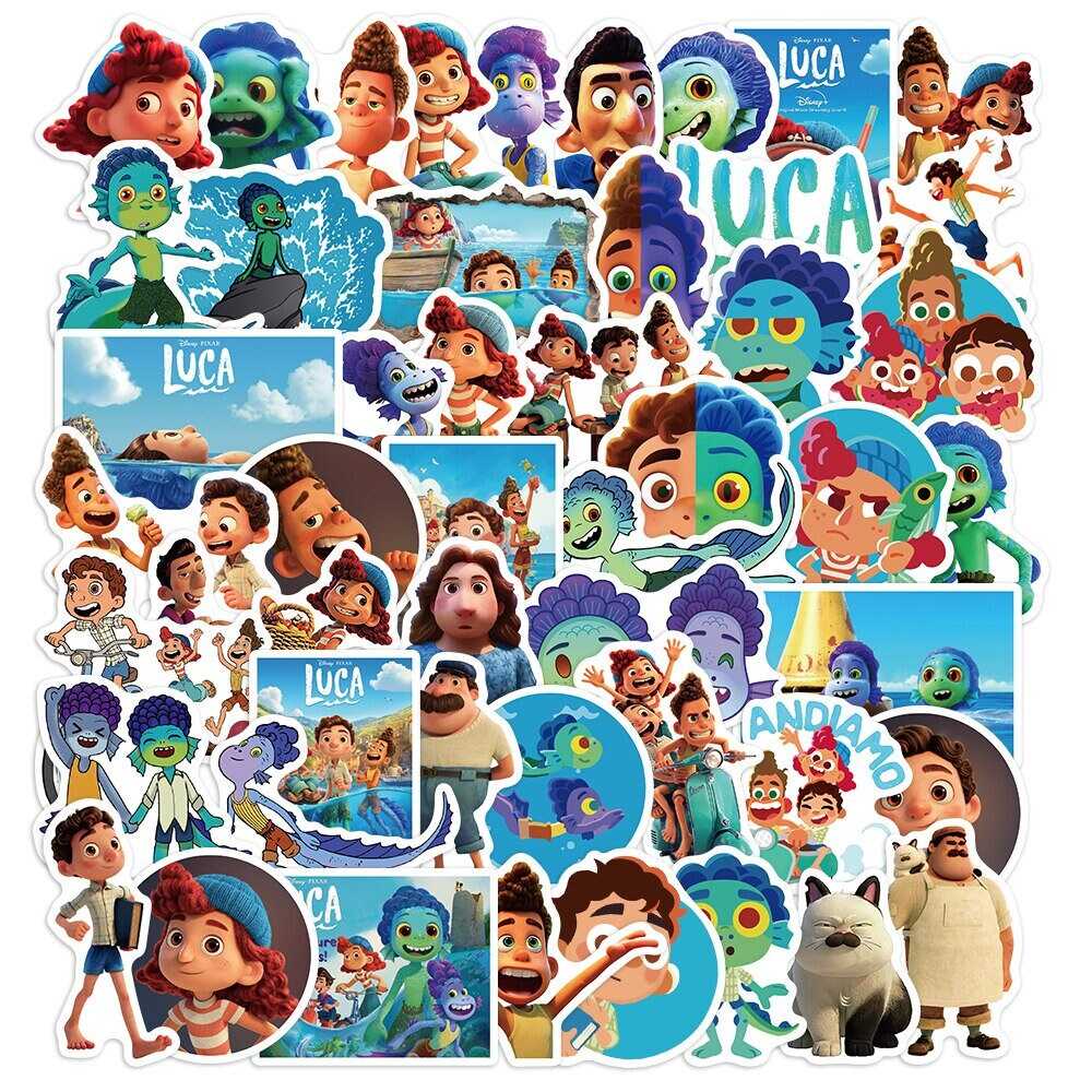 Disney Movie Luca Stickers for Luggage Motorcycle Skateboard Guitar Car Cool Waterproof Graffiti Sticker Kids Toy-ChandeliersDecor