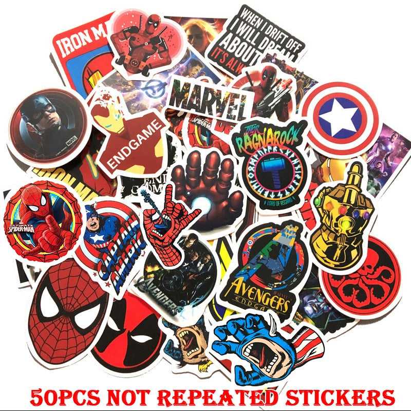 Disney Movie Marvel The Avengers Stickers Waterproof Skateboard Guitar Luggage Laptop Cartoon Sticker Kids Toys-ChandeliersDecor