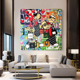 Disney Popeye and Girlfriend Graffiti Canvas Wall Art