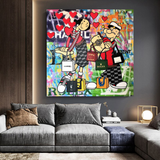 Disney Popeye and Girlfriend Graffiti Canvas Wall Art-ChandeliersDecor