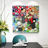 Disney Popeye and Girlfriend Graffiti Canvas Wall Art-ChandeliersDecor