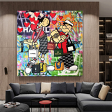 Disney Popeye and Girlfriend Graffiti Canvas Wall Art-ChandeliersDecor