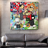 Disney Popeye and Girlfriend Graffiti Canvas Wall Art-ChandeliersDecor