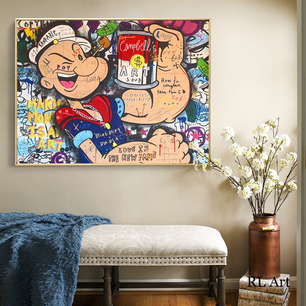 Disney Popeye Picture Canvas Wall Art-ChandeliersDecor
