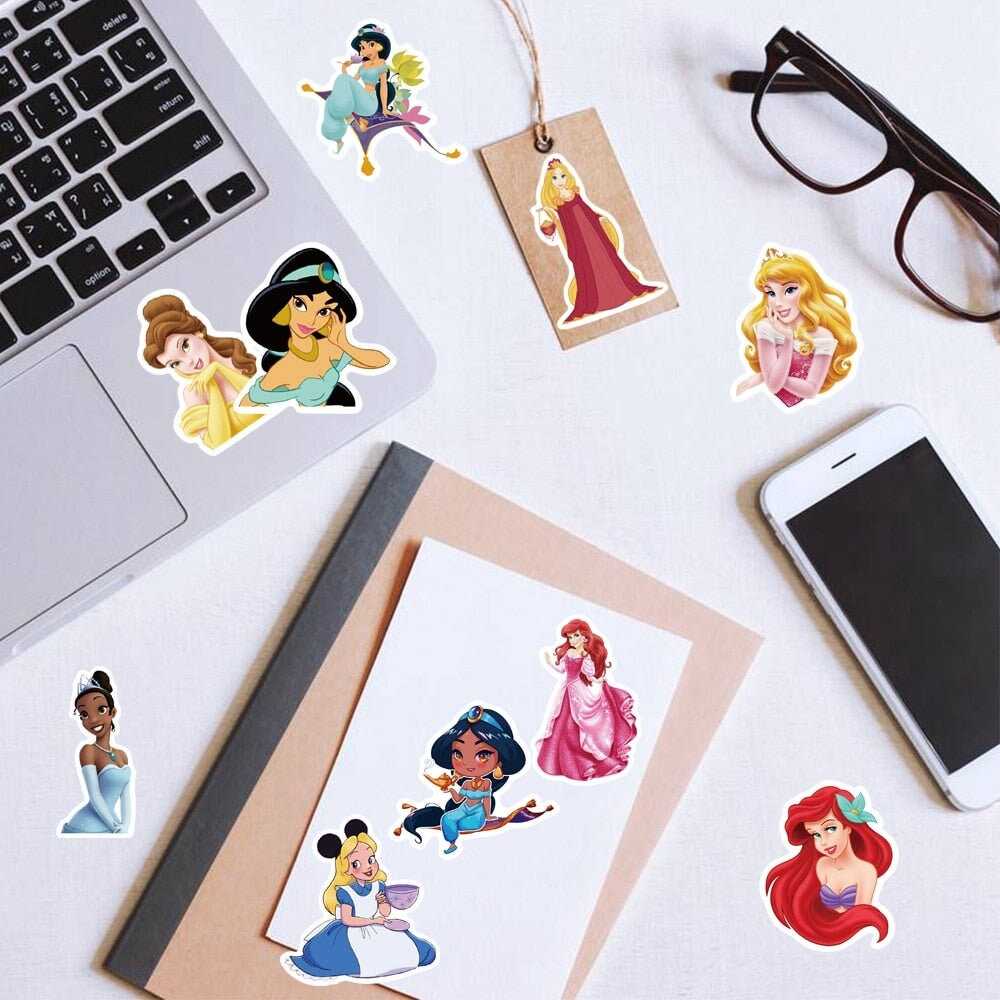 Disney Princess Stickers Frozen Anna/Elsa Cinderella Ariel Cartoon Movie Princess Decals Kids Toy Gift-ChandeliersDecor