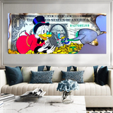 Disney Scrooge McDuck Dollar Donald Duck Canvas Wall Art