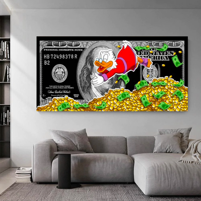 Disney Scrooge McDuck Dollar Donald Duck Canvas Wall Art