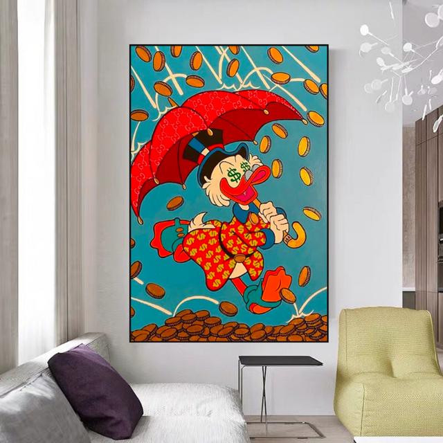 Disney Scrooge Mcduck with Umbrella Canvas Wall Art