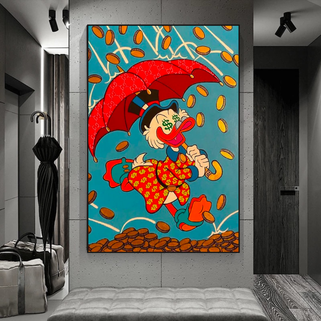 Disney Scrooge Mcduck with Umbrella Canvas Wall Art-ChandeliersDecor