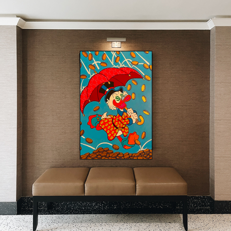 Disney Scrooge Mcduck with Umbrella Canvas Wall Art-ChandeliersDecor