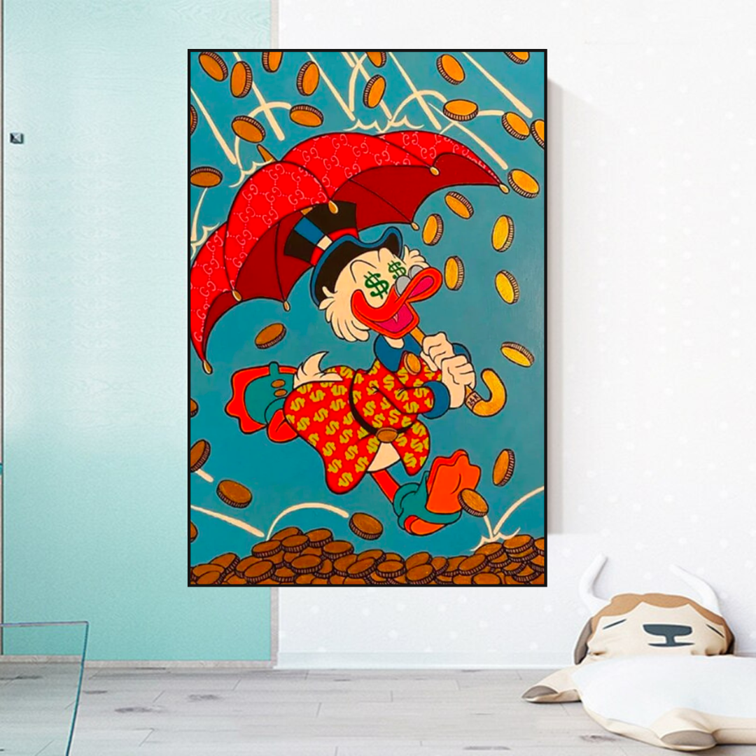 Disney Scrooge Mcduck with Umbrella Canvas Wall Art-ChandeliersDecor