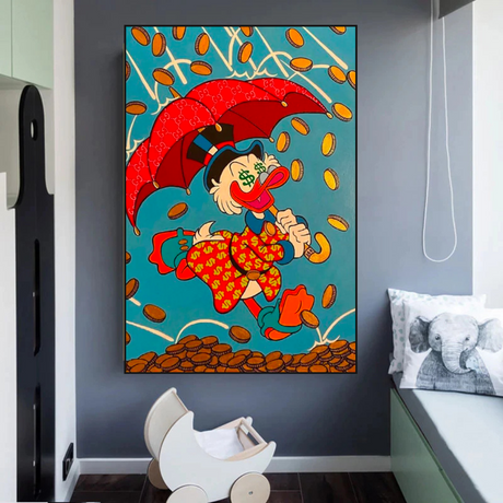 Disney Scrooge Mcduck with Umbrella Canvas Wall Art-ChandeliersDecor