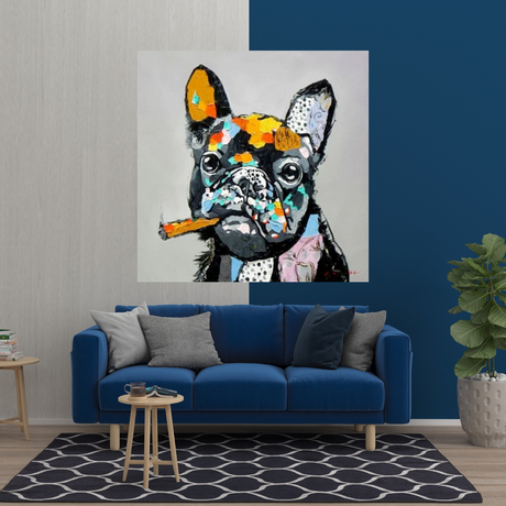 Dog Cheers Smoking Bulldog Canvas Wall Art-ChandeliersDecor